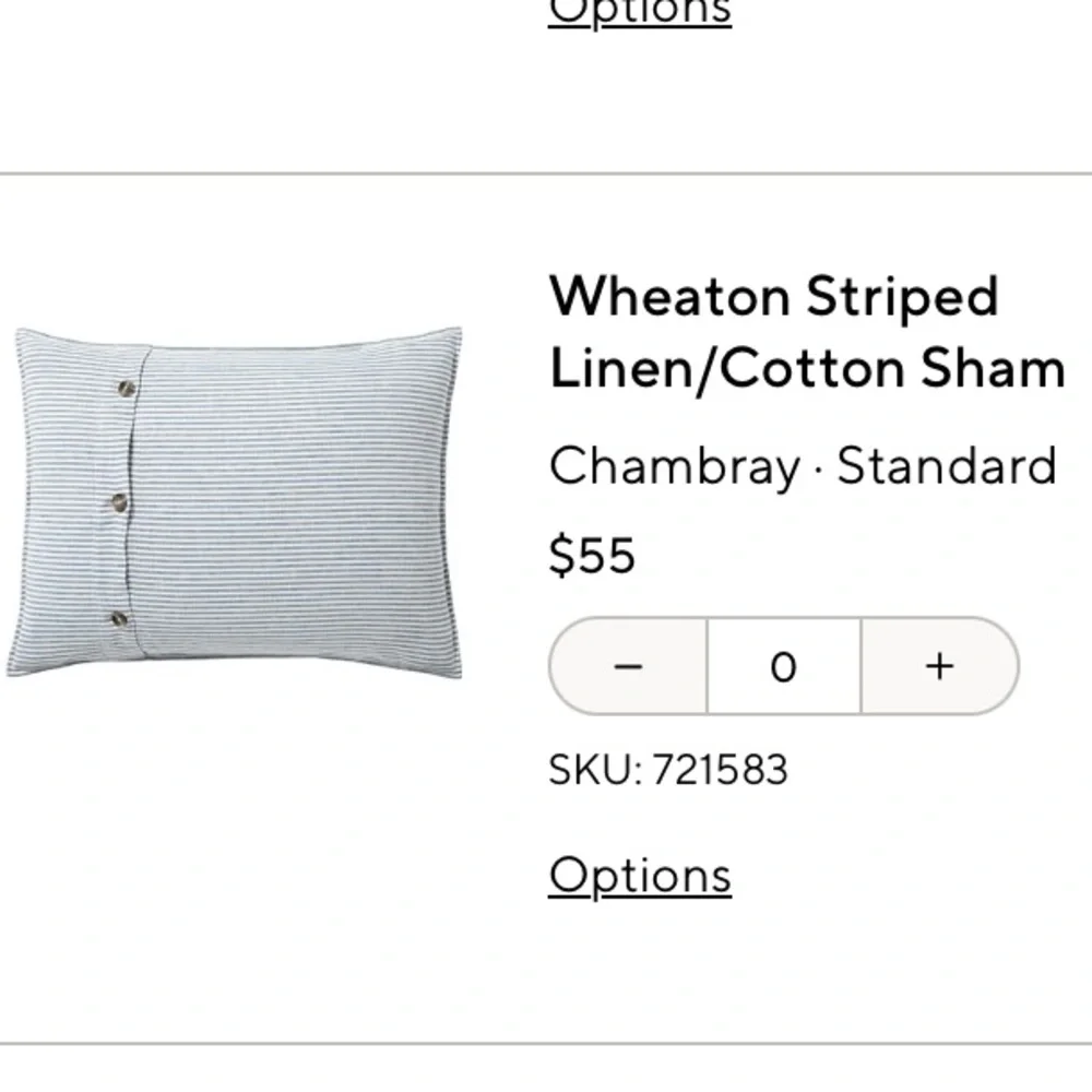 Pottery Barn Wheaton Charcoal Gray Striped Full/Queen Linen Sham Set of 2